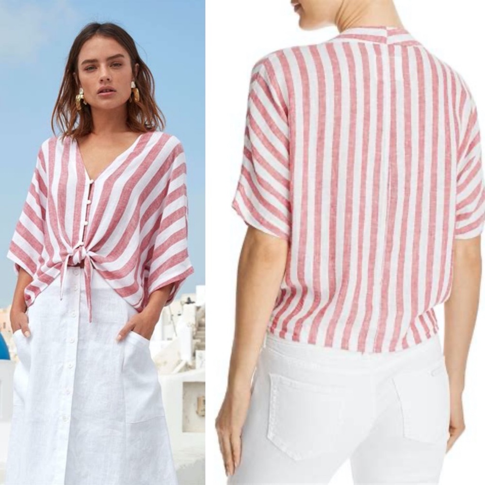 Rails | Thea Tie Front Short Sleeve Seville Strip… - image 1